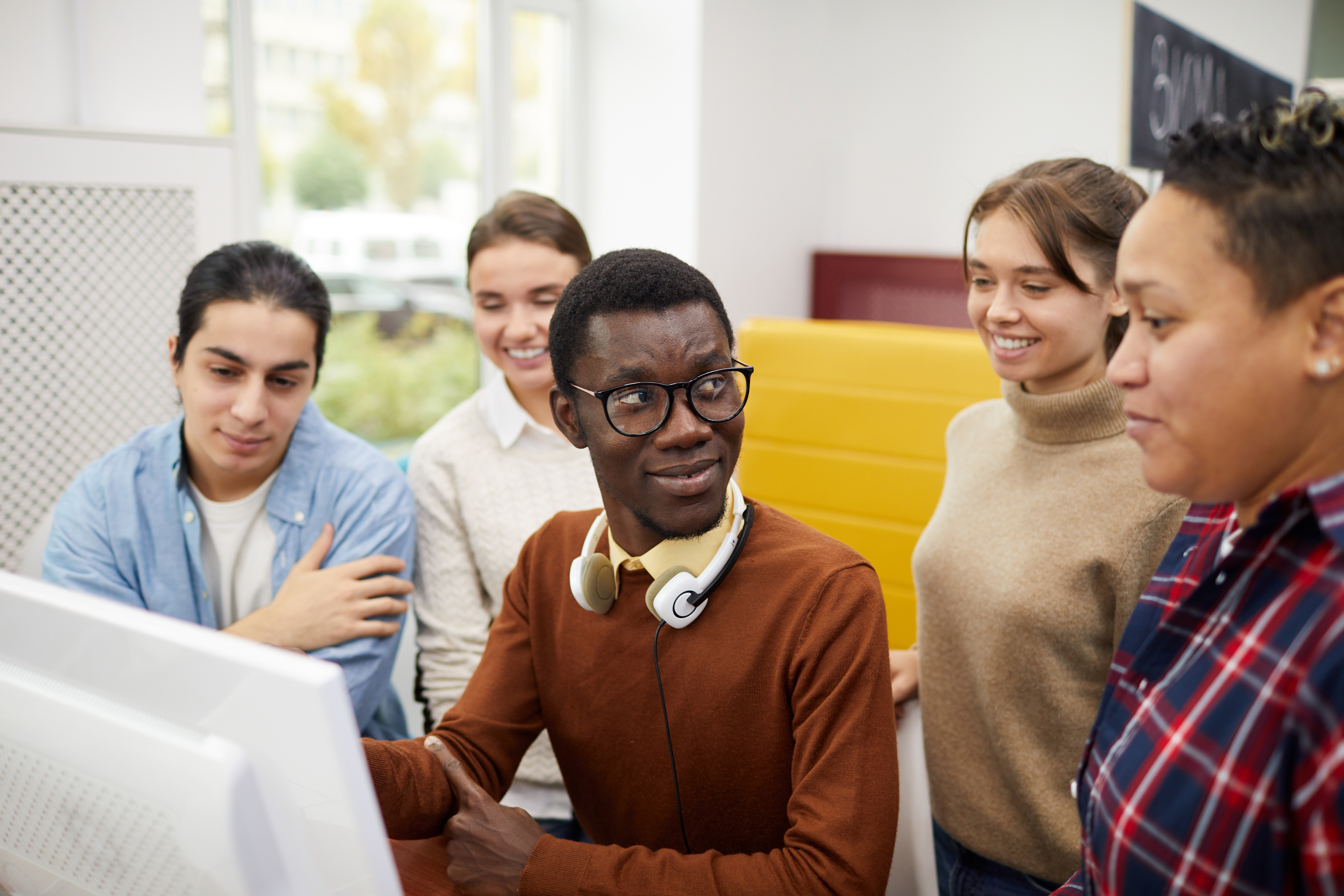 Students working on a group project